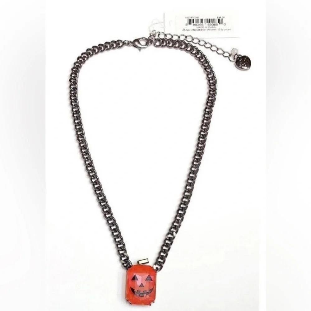 BETSEY JOHNSON SET Jack-o-Lantern Pumpkin Necklace & Earrings Halloween Set NWT